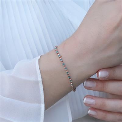 Rose Gold Kaplama Firüze Taşlı Dorika Bileklik