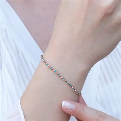 Rose Gold Kaplama Firüze Taşlı Dorika Bileklik