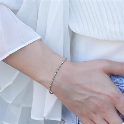 Rose Gold Kaplama Firüze Taşlı Dorika Bileklik
