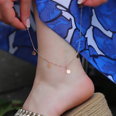 Rose Gold Kaplama Gümüş Para Halhal