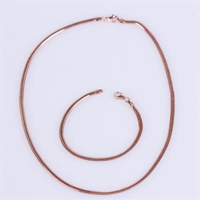 Rose Gold Kaplama İtalyan Zincir Gümüş Set