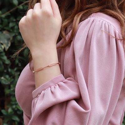 Rose Gold Kaplama Trend Geçme Zincir Gümüş Set