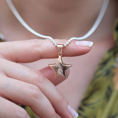 Rose Gold Kaplama Yıldız Gümüş Kolye