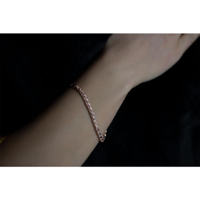 Rose Kaplama 925 Ayar Düz İtalyan Zincir Gümüş Bileklik