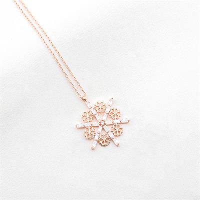 Rose Kaplama 925 Ayar Gümüş Kar Tanesi Kolye