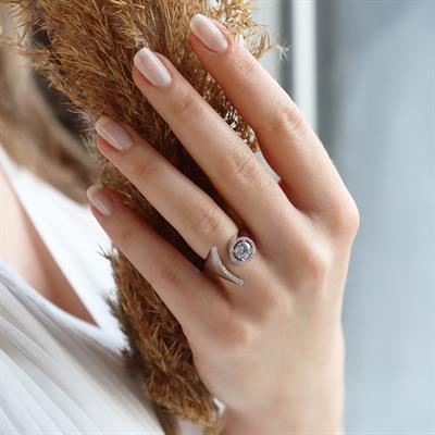 Round Kesim Tasarım Starlight Diamond Gümüş Yüzük