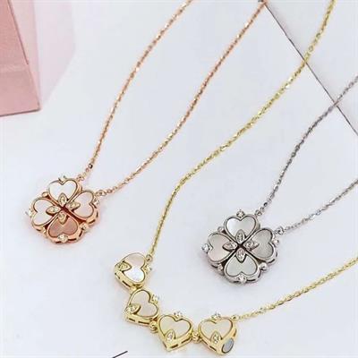 Sedefli Gold Kaplama Aşk ve Şans Kolyesi
