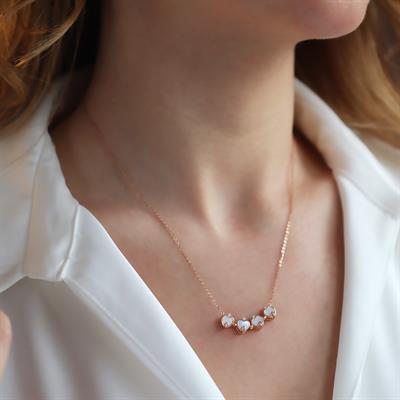 Sedefli Rose Gold Kaplama Aşk ve Şans Kolyesi