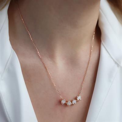 Sedefli Rose Gold Kaplama Aşk ve Şans Kolyesi