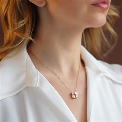 Sedefli Rose Gold Kaplama Aşk ve Şans Kolyesi