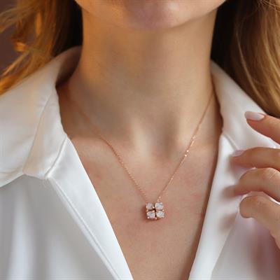 Sedefli Rose Gold Kaplama Aşk ve Şans Kolyesi