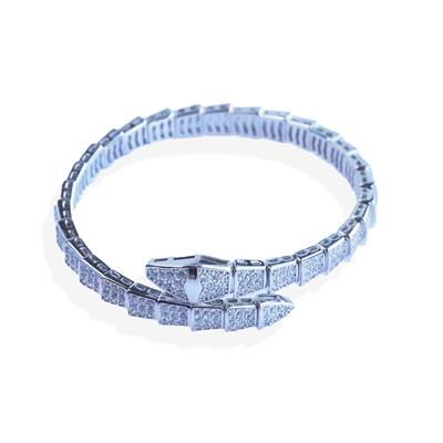 Serpent Full Zirkon Taşlı Gümüş Kelepçe