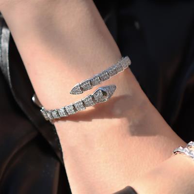 Serpent Full Zirkon Taşlı Gümüş Kelepçe