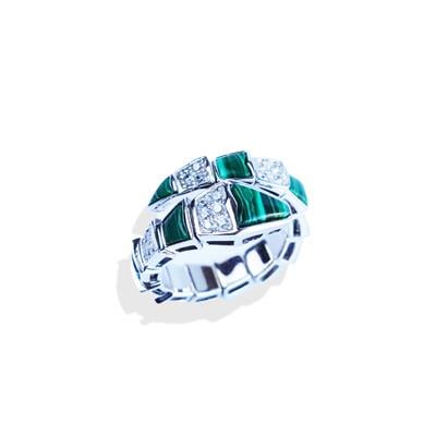 Serpent Yeşil Taşlı Gümüş Yüzük