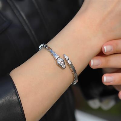 Serpent Zirkon Taşlı Gümüş Kelepçe