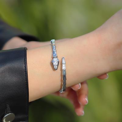 Serpent Zirkon Taşlı Gümüş Kelepçe