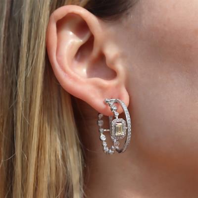 Sitrin Taşlı Çift Halka Gümüş Küpe