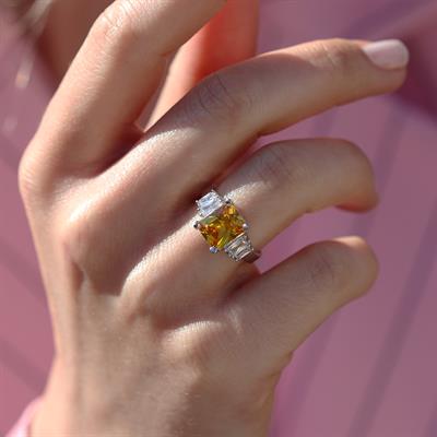 Sitrin Taşlı Gümüş Yüzük