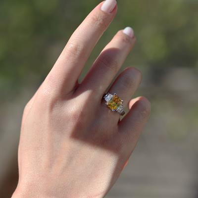 Sitrin Taşlı Gümüş Yüzük