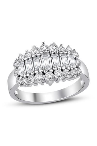 Sky Diamond Baget Etrafı Pırıltılı Taşlarla Çevrili Yarım Tamtur