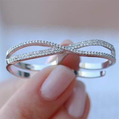 Sonsuzluk Model Çift Parmağı Saran Ayarlanabilir Gümüş Yüzük