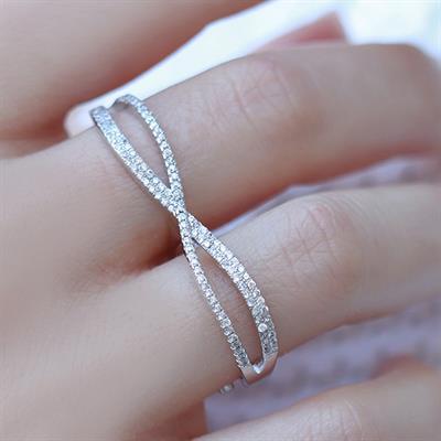 Sonsuzluk Model Çift Parmağı Saran Ayarlanabilir Gümüş Yüzük