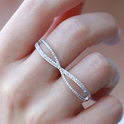 Sonsuzluk Model Çift Parmağı Saran Ayarlanabilir Gümüş Yüzük