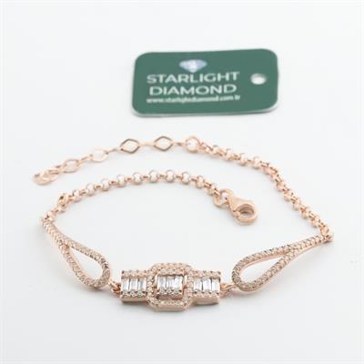 Starlight Diamond Baget Kesim Rose Gold Kaplama Gümüş Bileklik