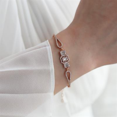 Starlight Diamond Baget Kesim Rose Gold Kaplama Gümüş Bileklik