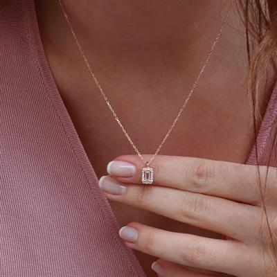 Starlight Diamond Baget Mini Pırlanta Montür Rose Gold Kaplama Gümüş Set