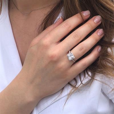 Starlight Diamond Büyük Boy Pırlanta Montür Gümüş Yüzük