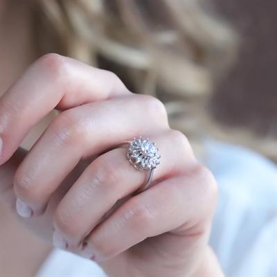 Starlight Diamond Çiçek Gümüş Yüzük