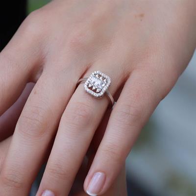 Starlight Diamond Ortası 3 Baget Pırlanta Montür Gümüş Set