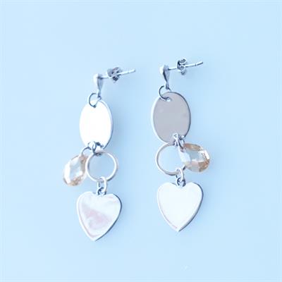 Swarovski Kalp Gümüş Küpe