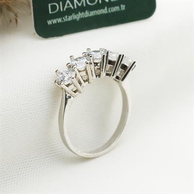 Taç Model 6 Tırnaklı Starlight Diamond 925 Ayar Gümüş Yüzük