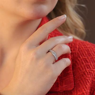 Tamtur Baget Taşlı Ayarlanabilir Gümüş Yüzük