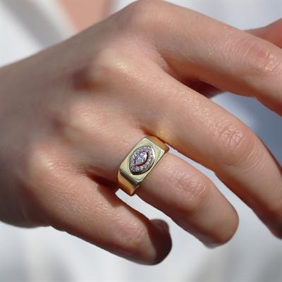 Taşlı Gold Kaplama Gümüş Göz Yüzük