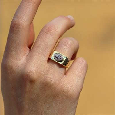 Taşlı Gold Kaplama Gümüş Göz Yüzük