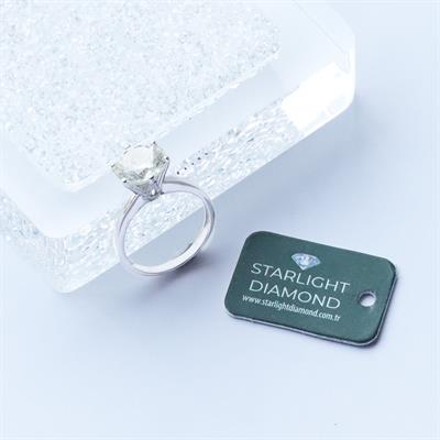 Tek Taş Modeli Sarı Tonlu Starlight Diamond Gümüş Yüzük