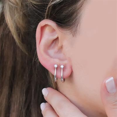 Tek Taş Salyangoz Gümüş Küpe