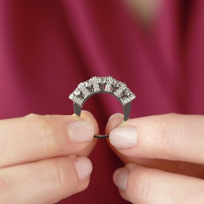 Tırnak Araları Mini Zirkon Taşlı 5 Taş Starlight Diamond Gümüş Yüzük