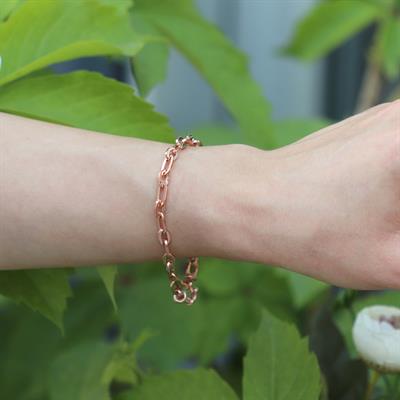 Trend Geçme Zincirli Rose Gold Kaplama Hallow Bileklik