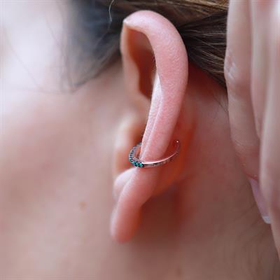 Turkuaz Taşlı Rose Gold Kaplama Gümüş Kıkırdak Küpe