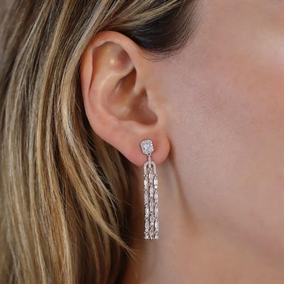 Üç Sarkıt Baget Taşlı Gümüş Küpe