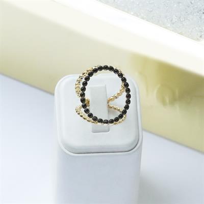 Well 3 Taraflı Gold Kaplama Çok Renkli Gümüş Yüzük