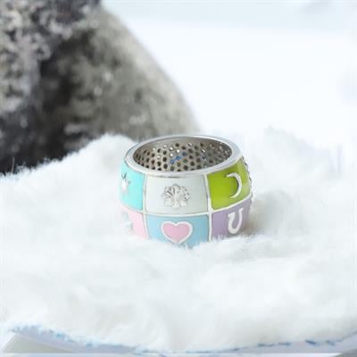 Wonderland Eye Çift Taraflı Renkli Mine İşli Gümüş Yüzük