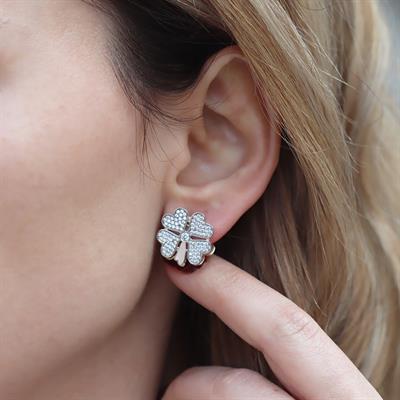 Yeşil Yonca Gümüş Küpe