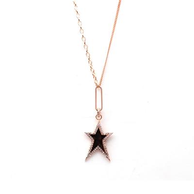 Yıldız Model Taşlı Rose Gold Kaplama Gümüş Kolye