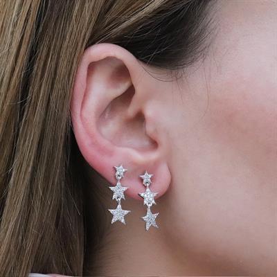 Yıldız Serisi Zirkon Taşlı Gümüş Küpe