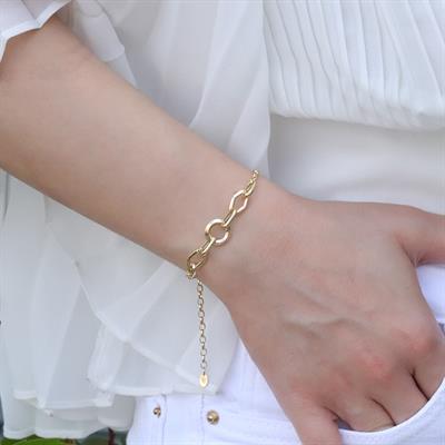 Yuvarlak Gold Kaplama Gümüş Hallow Bileklik